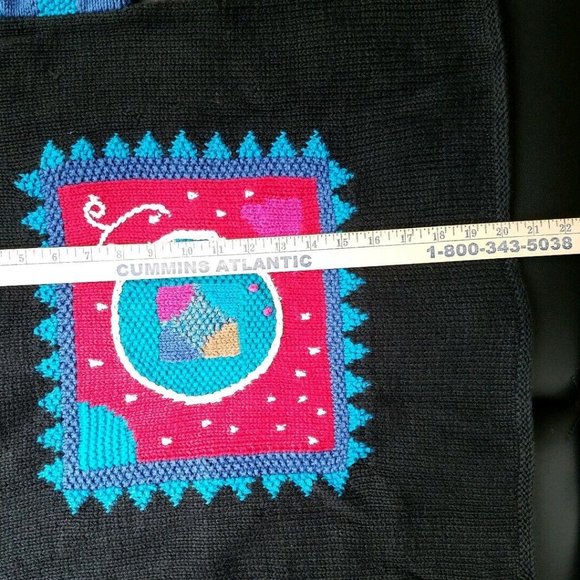 Vintage Segrets Sun Prints Hand Knitted Tribal Button Cardigan Sweater Medium - Picture 6 of 8